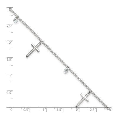 Sterling Silver CZ Dangle Cross Bracelet – view 6