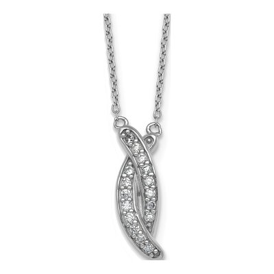 Sterling Silver CZ Initial X Pendant Necklace