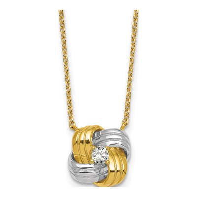 Gold-Plated Sterling Silver CZ Knot Pendant Necklace