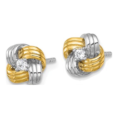 Sterling Silver CZ Knot Stud Earrings – view 3