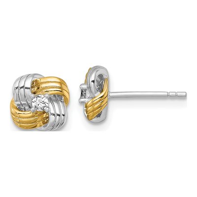 Sterling Silver CZ Knot Stud Earrings
