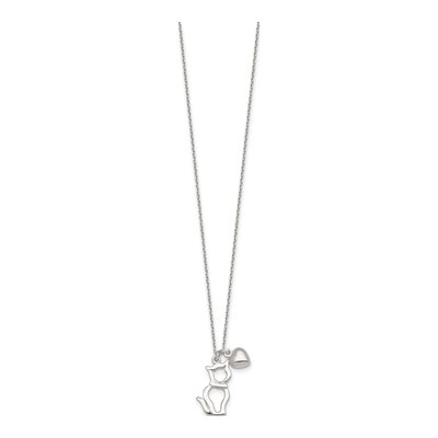 Sterling Silver Cat Heart Pendant Necklace – view 3