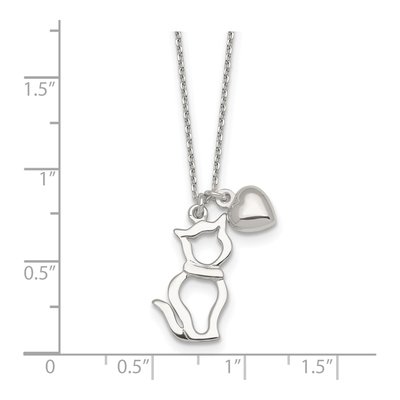 Sterling Silver Cat Heart Pendant Necklace – view 6