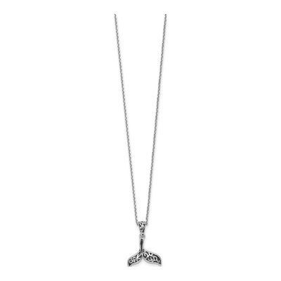 Sterling Silver Whale Tail Pendant Necklace – view 3