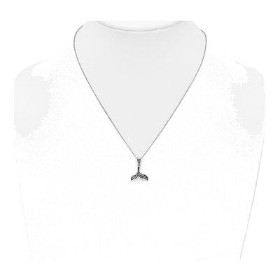 Sterling Silver Whale Tail Pendant Necklace – view 4
