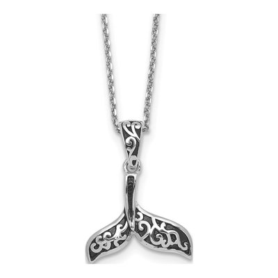 Sterling Silver Whale Tail Pendant Necklace
