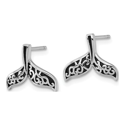 Sterling Silver Whale Tail Filigree Stud Earrings – view 3