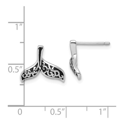 Sterling Silver Whale Tail Filigree Stud Earrings – view 4