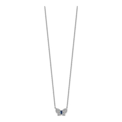 Sterling Silver CZ Glass Butterfly Pendant Necklace – view 3