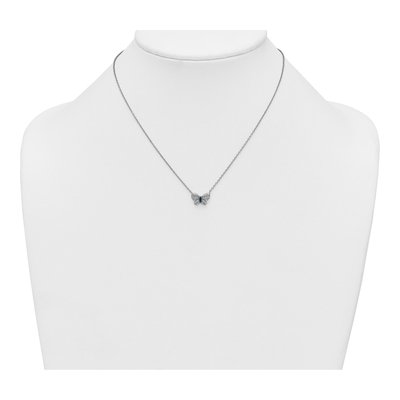 Sterling Silver CZ Glass Butterfly Pendant Necklace – view 4