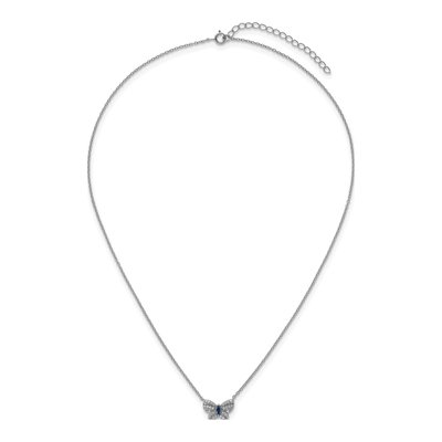 Sterling Silver CZ Glass Butterfly Pendant Necklace – view 5