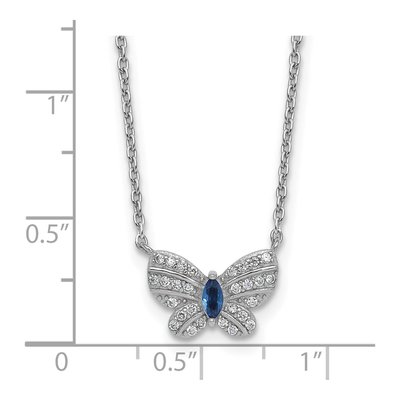 Sterling Silver CZ Glass Butterfly Pendant Necklace – view 6