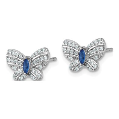 Sterling Silver CZ Glass Butterfly Stud Earrings – view 3