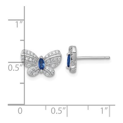 Sterling Silver CZ Glass Butterfly Stud Earrings – view 4