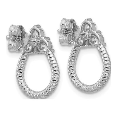 Sterling Silver CZ Textured Loop Stud Earrings – view 3