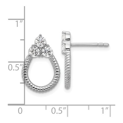 Sterling Silver CZ Textured Loop Stud Earrings – view 4
