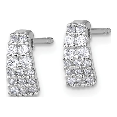 Sterling Silver CZ Curved Stud Earrings – view 3
