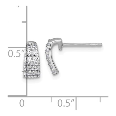 Sterling Silver CZ Curved Stud Earrings – view 4