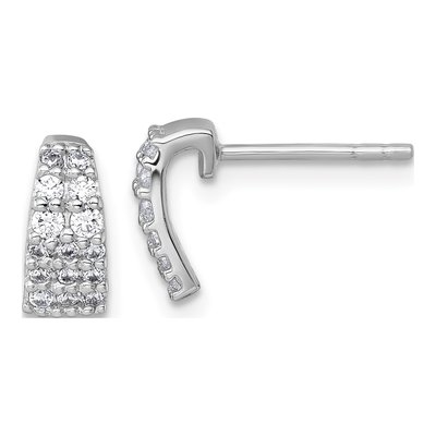 Sterling Silver CZ Curved Stud Earrings
