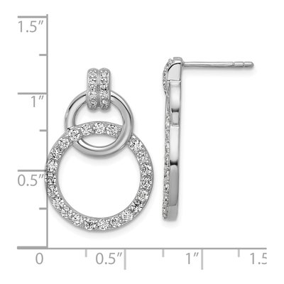 Sterling Silver CZ Two Circle Dangle Earrings – view 3