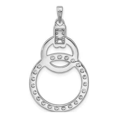 Sterling Silver CZ Two Circle Pendant – view 3