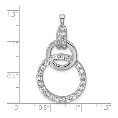 Sterling Silver CZ Two Circle Pendant – view 4