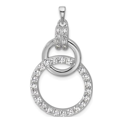 Sterling Silver CZ Two Circle Pendant