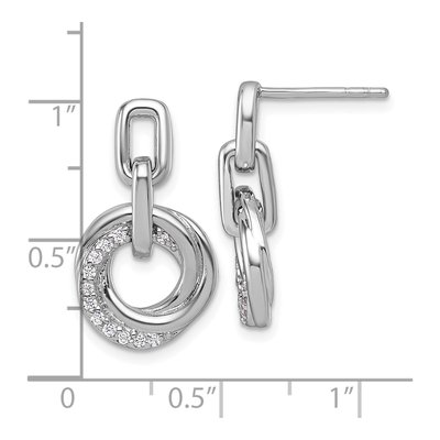 Sterling Silver CZ Circle Twist Dangle Earrings – view 4