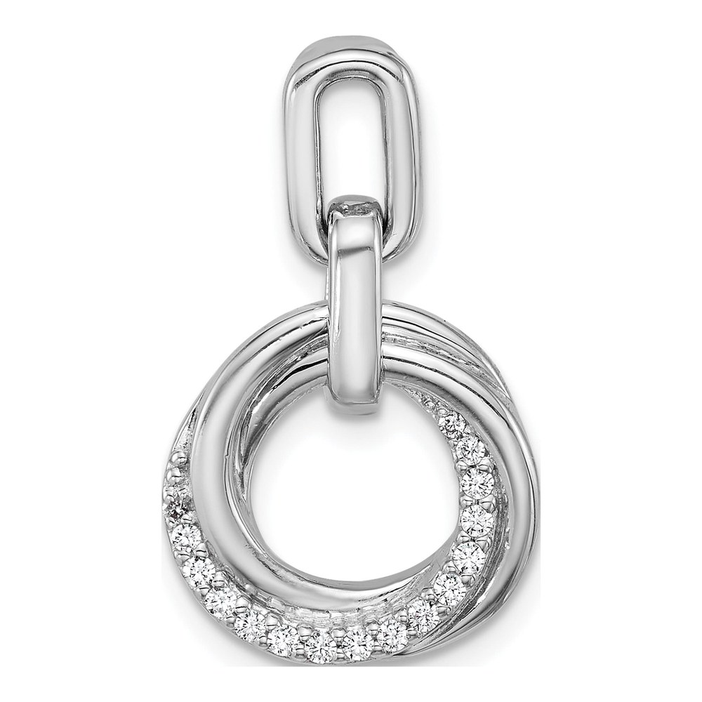 Sterling Silver Rhodium-Plated Polished White Cz Circle Twist Pendant