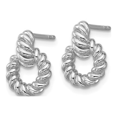 Sterling Silver Twisted Circle Stud Earrings – view 2