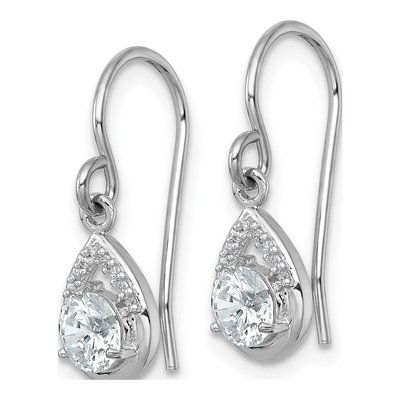 Sterling Silver CZ Teardrop Dangle Earrings – view 3