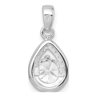 Sterling Silver CZ Teardrop Pendant – view 4