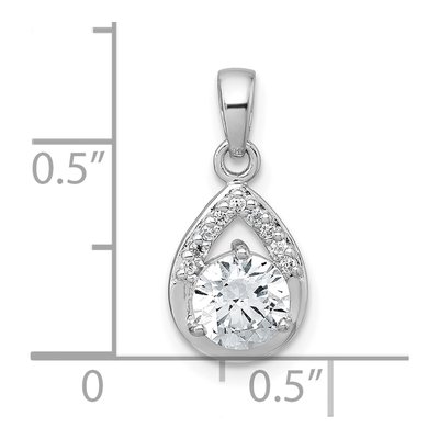 Sterling Silver CZ Teardrop Pendant – view 5