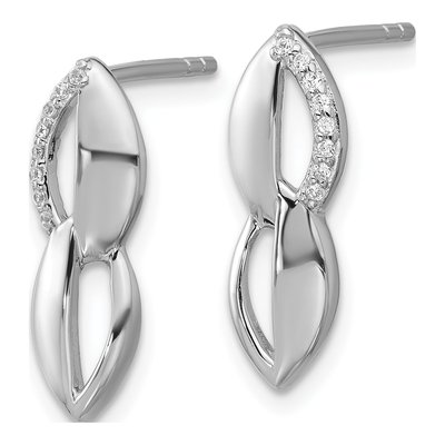 Sterling Silver CZ Oval Dangle Earrings – view 2