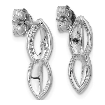Sterling Silver CZ Oval Dangle Earrings – view 3