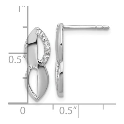 Sterling Silver CZ Oval Dangle Earrings – view 4
