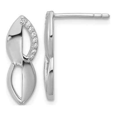 Sterling Silver CZ Oval Dangle Earrings