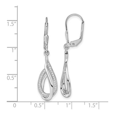 Sterling Silver CZ Teardrop Swirl Leverback Earrings – view 4