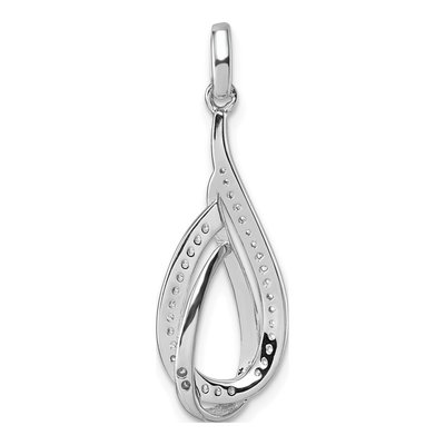 Sterling Silver CZ Tear Drop Swirl Pendant – view 4