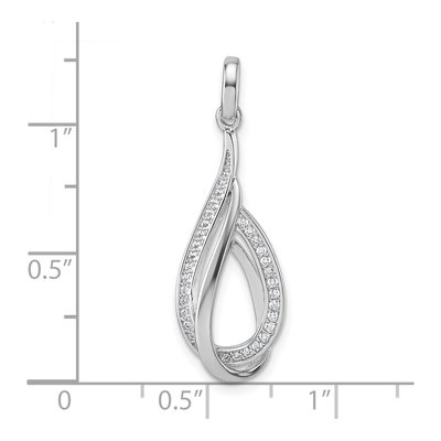 Sterling Silver CZ Tear Drop Swirl Pendant – view 5