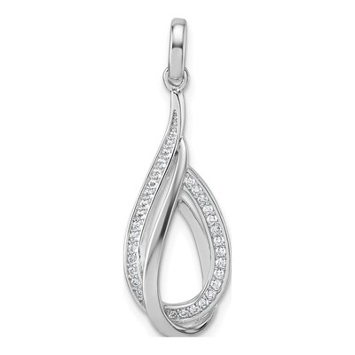 Sterling Silver CZ Tear Drop Swirl Pendant