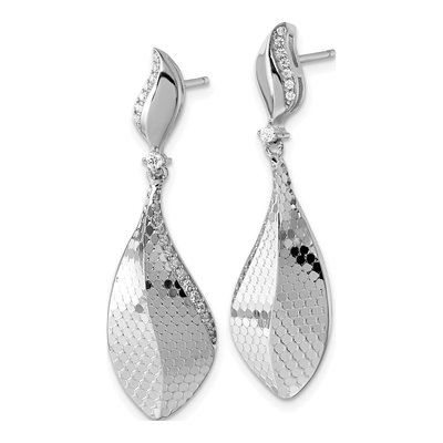 Sterling Silver CZ Teardrop Dangle Earrings – view 3