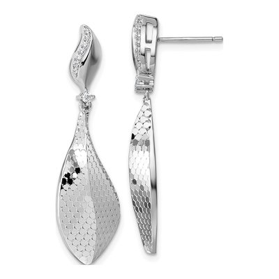 Sterling Silver CZ Teardrop Dangle Earrings