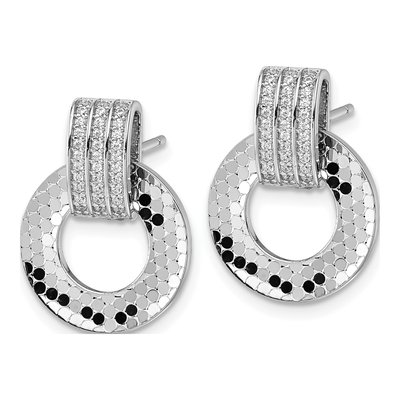 Sterling Silver CZ Doorknocker Dangle Earrings – view 3