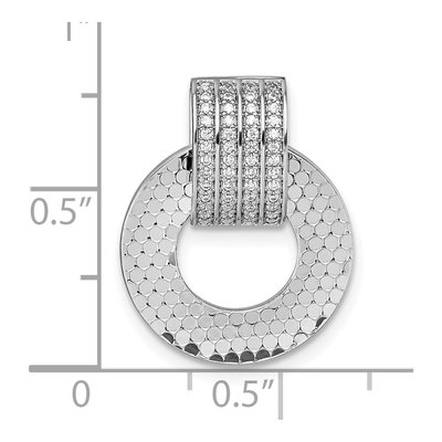 Sterling Silver CZ Reversible Circle Doorknocker Pendant – view 5