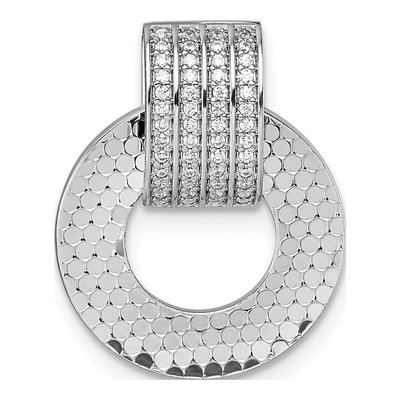 Sterling Silver CZ Reversible Circle Doorknocker Pendant