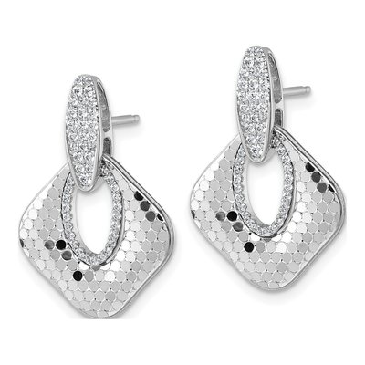 Sterling Silver CZ Doorknocker Dangle Earrings – view 3