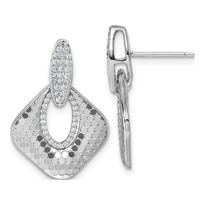 Sterling Silver CZ Doorknocker Dangle Earrings