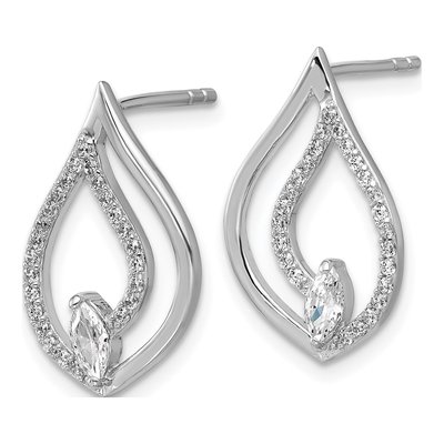 Sterling Silver CZ Teardrop Dangle Earrings – view 2