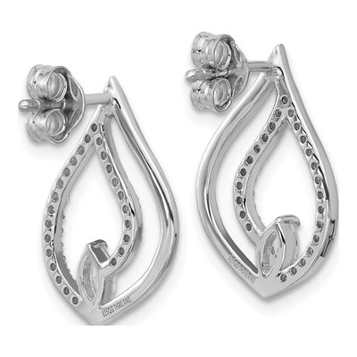 Sterling Silver CZ Teardrop Dangle Earrings – view 3